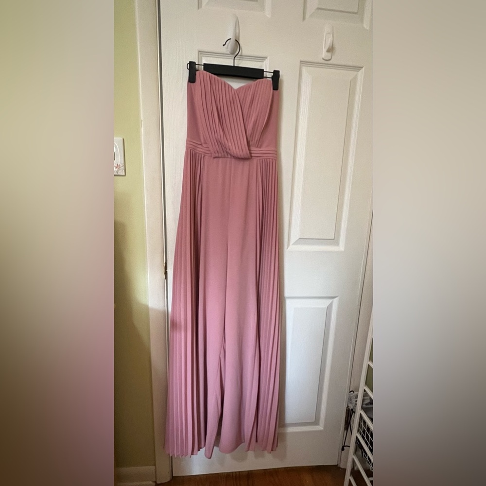 Adelyn Rae Pink Pleated Ruched Gown